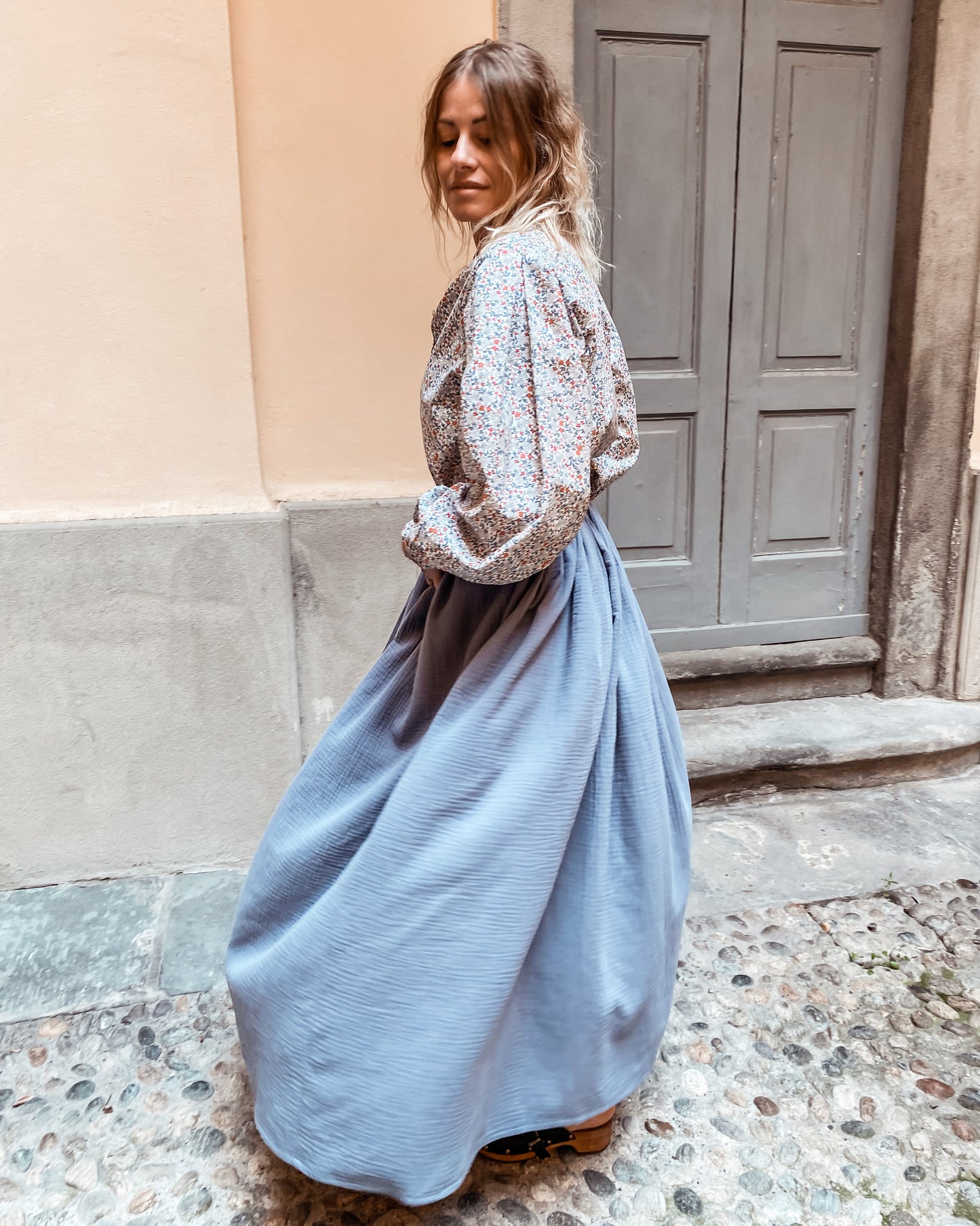 Gonna Ariella in garza di cotone organico